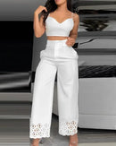 Conjunto Feminino 2 Peças Cropped + Calça Pantalona
