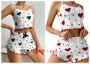 Pijama Feminino 2 Peças Coração Colorido (1 ou 2 Conjuntos)