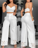 Conjunto Feminino 2 Peças Cropped + Calça Pantalona