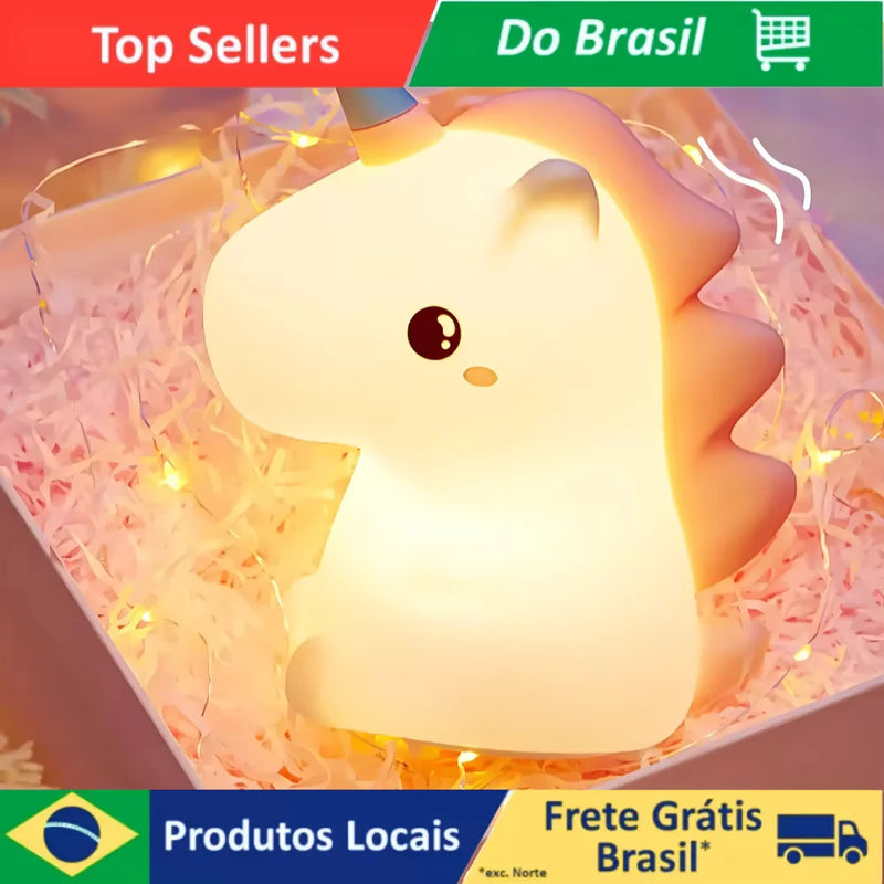 🌙 Luminária LED Unicórnio de Silicone com Toque – Formato Divertido e Fofo – Recarga USB