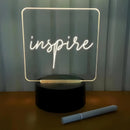 Luminária Lousa De Mesa 3D Com Led E Caneta Para Escrever