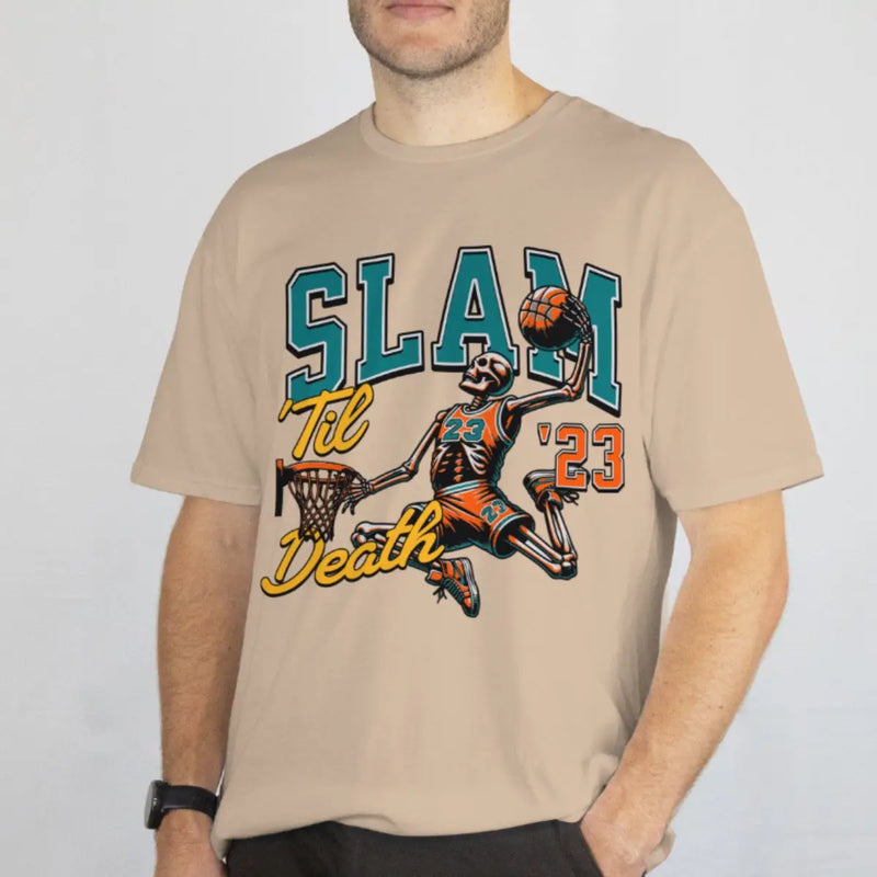 Camiseta Masculina Básica GuGi Esqueleto Basquete Enterrada Slam Dunk NBA 100% Algodão Premium