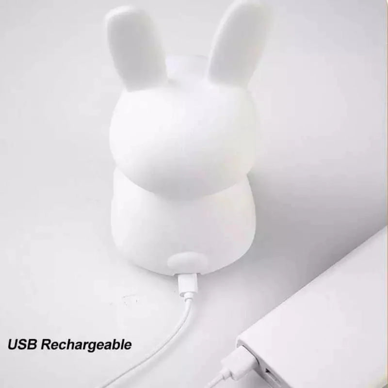 🌙 Luminária LED Coelho de Silicone com Toque – Formato Fofo e Divertido – USB Recarregável