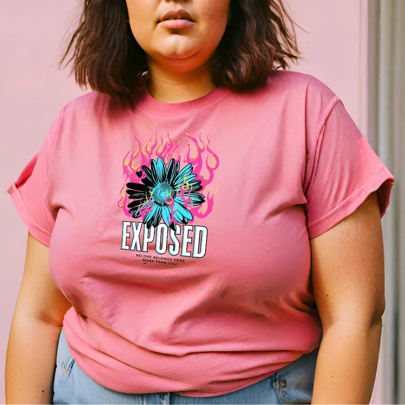 Camiseta Feminina Estampa Floral, Manga Curta