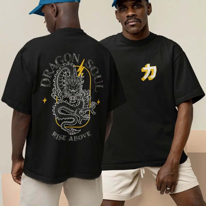 Camiseta Masculina GuGi Dragon Soul Kanji Japão 100% Algodão Premium