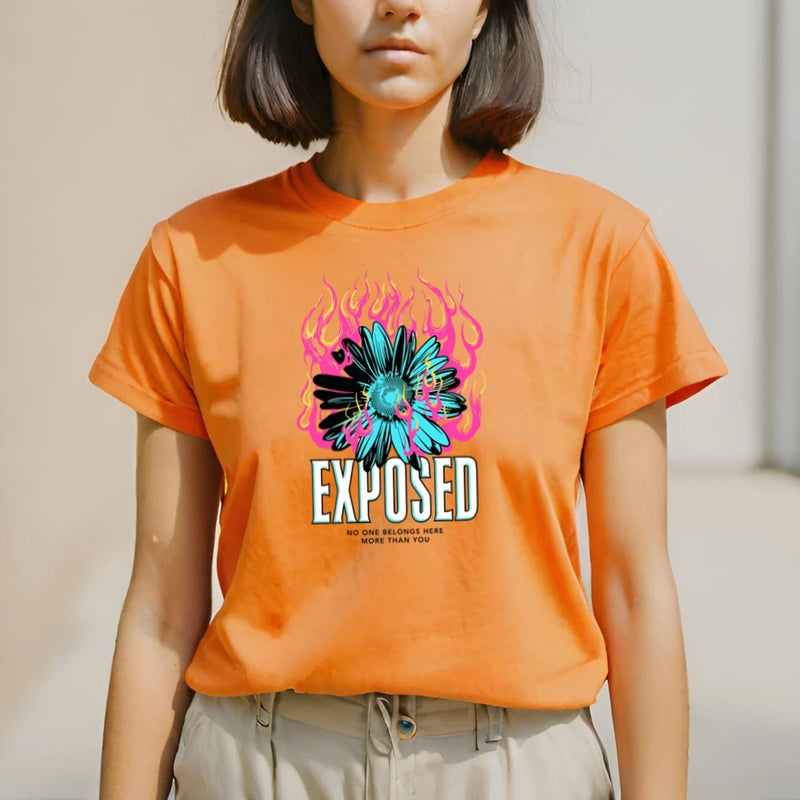Camiseta Feminina Estampa Floral, Manga Curta