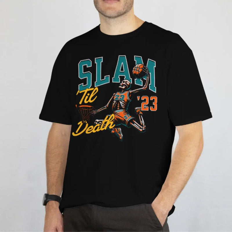 Camiseta Masculina Básica GuGi Esqueleto Basquete Enterrada Slam Dunk NBA 100% Algodão Premium