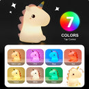 🌙 Luminária LED Unicórnio de Silicone com Toque – Formato Divertido e Fofo – Recarga USB