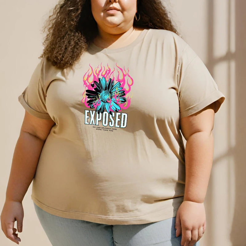 Camiseta Feminina Estampa Floral, Manga Curta