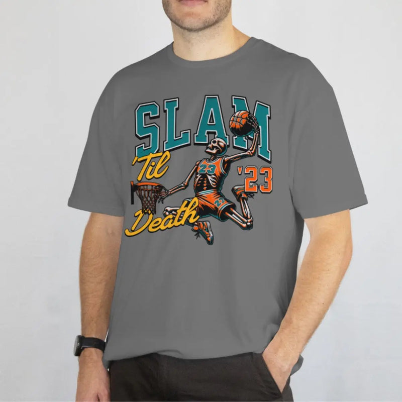 Camiseta Masculina Básica GuGi Esqueleto Basquete Enterrada Slam Dunk NBA 100% Algodão Premium