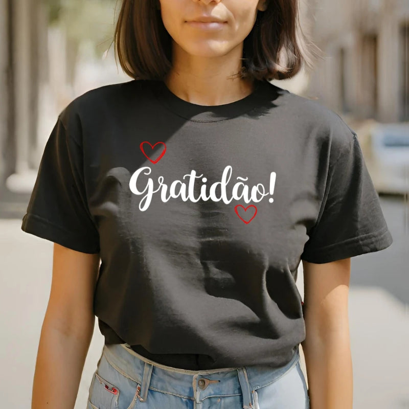 Camiseta Feminina Casual Básica Estampada
