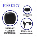 🎧 Fone de Ouvido Sem Fio Kaidi KD-771 – Bluetooth 5.1, Smart Touch, IPX4
