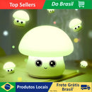 🌙 Luminária LED Cogumelo de Silicone com Sensor de Toque – Formato Fofo e Divertido – USB Recarregável