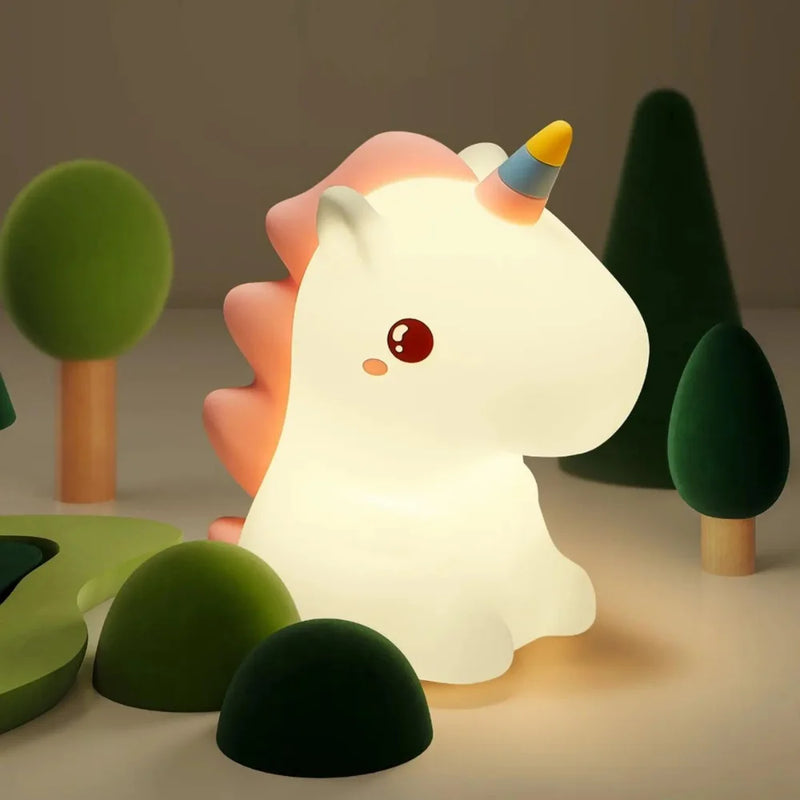 🌙 Luminária LED Unicórnio de Silicone com Toque – Formato Divertido e Fofo – Recarga USB