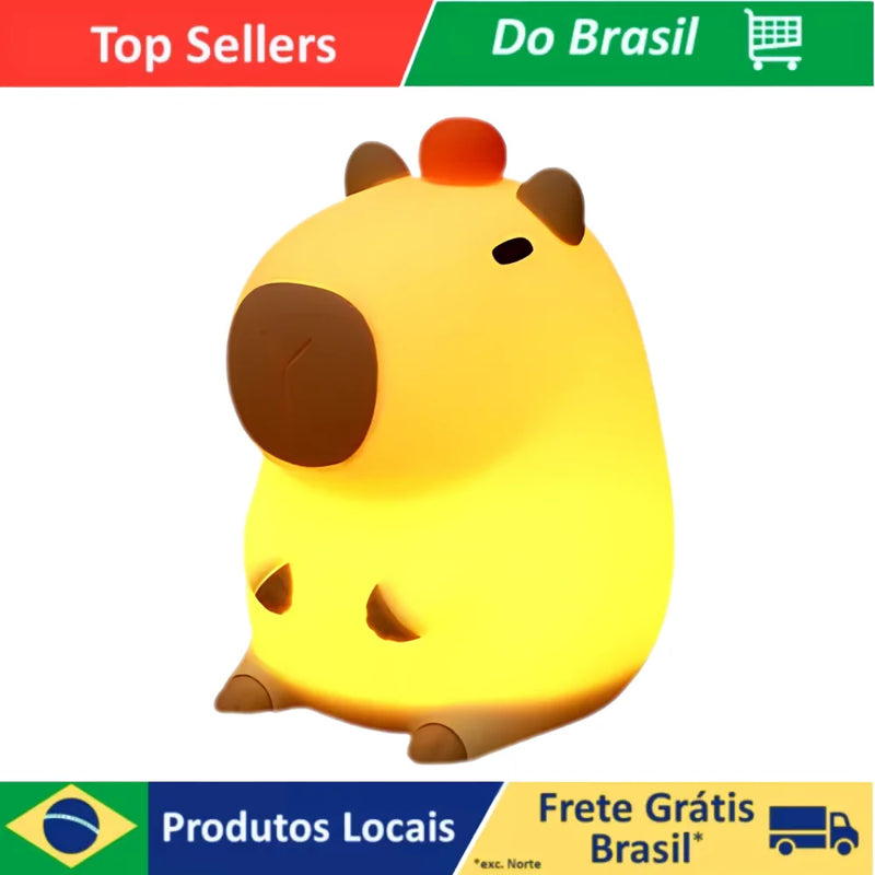 Luminária Portátil Capivara – LED Recarregável e Charmoso Design