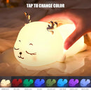 🌙 Luminária LED Cervo de Silicone com Toque – Formato Divertido e Fofo – Recarga USB