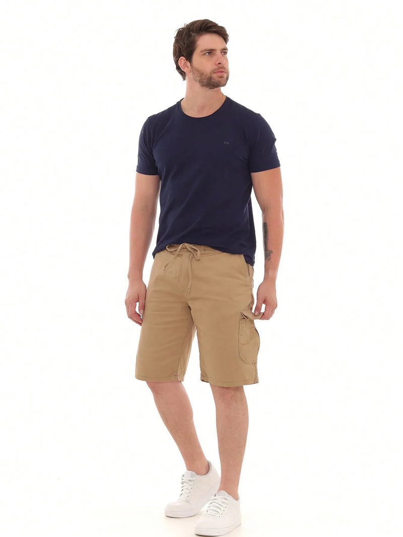 Bermuda Cargo Masculina Sarja Com Bolsos Modelo Premium