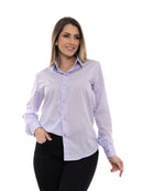 Camisa Social Feminina Lilás Slim Manga Comprida Pthrill