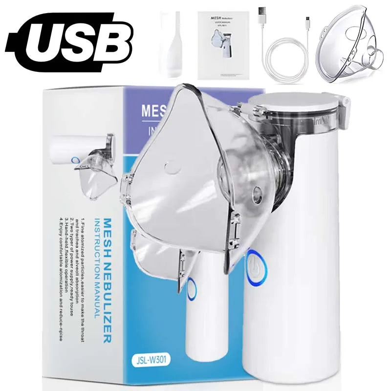 Nebulizador Portátil Inalador Ultrassônico Adulto e Infantil – USB/Bateria