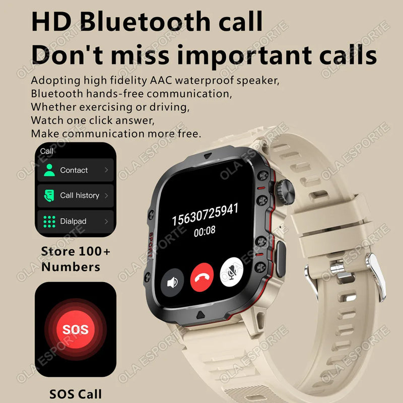 Smartwatch Ola Esporte Militar – Tela 2.01” HD