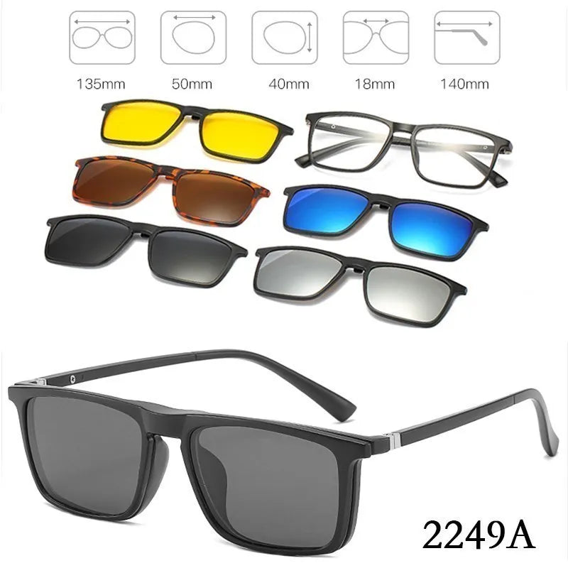 Óculos de Sol Unissex Polarizado – 5 Lentes Intercambiáveis UV400