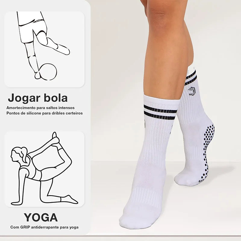 🧦 Kit 3 Pares de Meias Esportivas Femininas Jcolour – Cano Alto