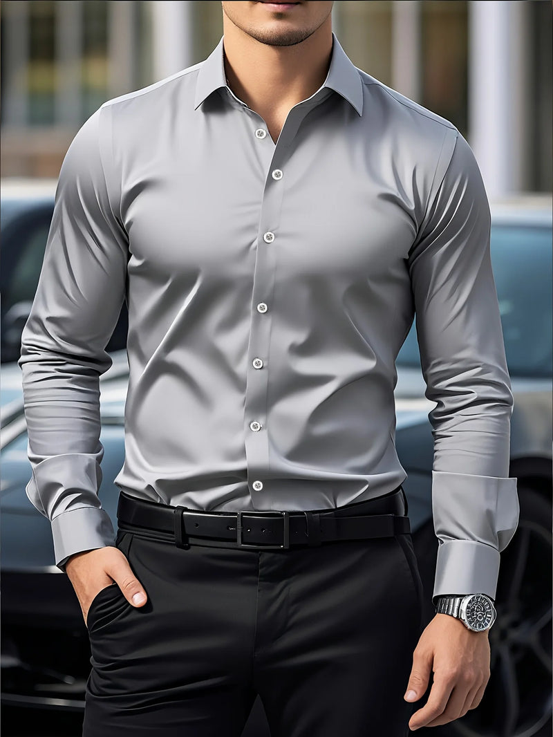 Camisa Masculina Casual Slim – Manga Longa