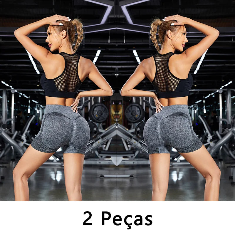 Kit 2 Shorts Femininos Sem Costura – Fitness, Yoga e Academia | Conforto, Elasticidade e Modelagem Perfeita