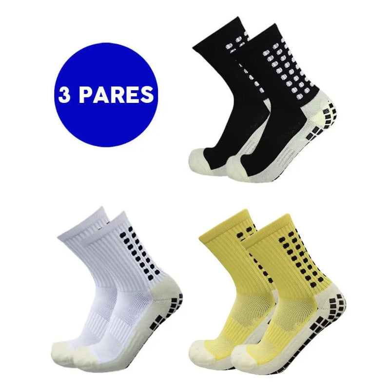 Kit 3 ou 6 Pares Meias Esportivas Antiderrapantes Masculina Feminina Cano Médio – Running, Futebol, Treino