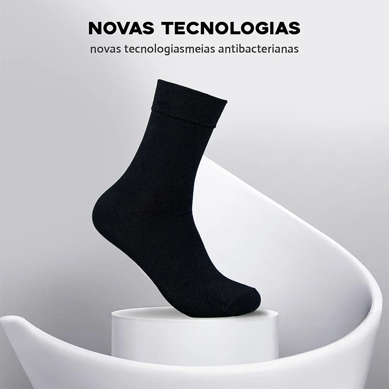 Kit 6 Pares Meias Cano Médio Unissex Antibacterianas e Antiodor