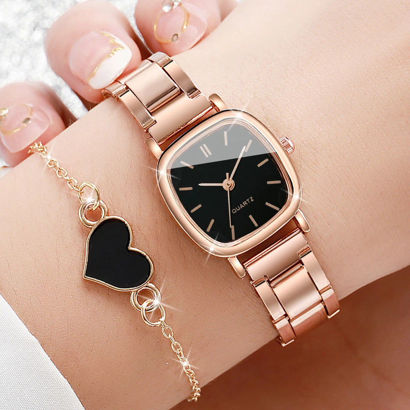 2 Peças Relógio Feminino com Pulseira
