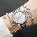 Kit 4 Peças Relógio Feminino V248 + 3 Pulseiras