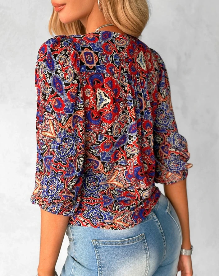 Blusa Feminina Estampada com Amarração