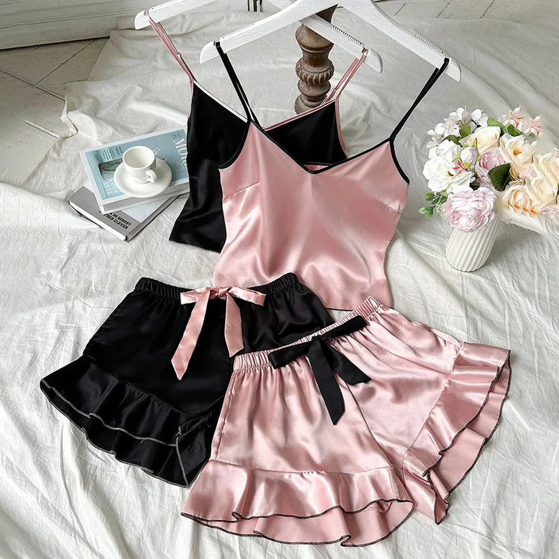 Pijama Feminino em Cetim Luxuoso 2 Peças