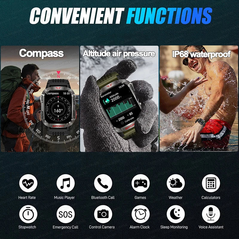 Smartwatch Militar GUHUAVMI com LED
