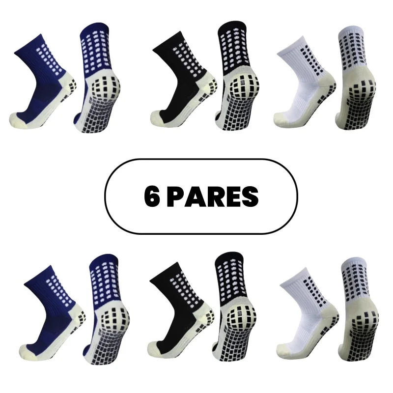 Kit 3 ou 6 Pares Meias Esportivas Antiderrapantes Masculina Feminina Cano Médio – Running, Futebol, Treino