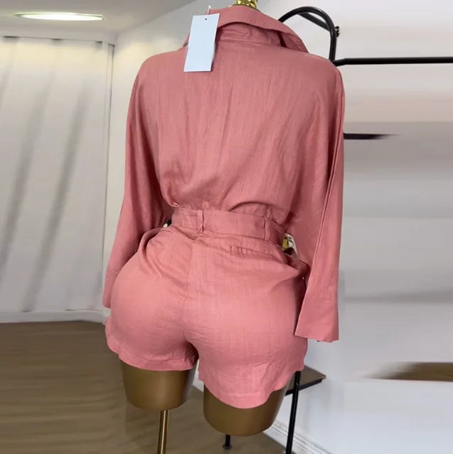 Conjunto Feminino Primavera/Verão 2025 – Camisa Manga Morcego + Saia/Short Cintura Alta