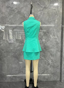 Conjunto Feminino 3 Peças – Regata + Colete + Mini Saia