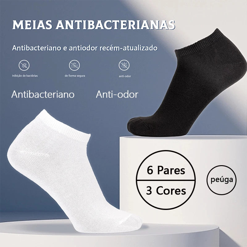 Kit 6 Pares Meias Unissex Antibacterianas e Antiodor – Algodão & Poliéster