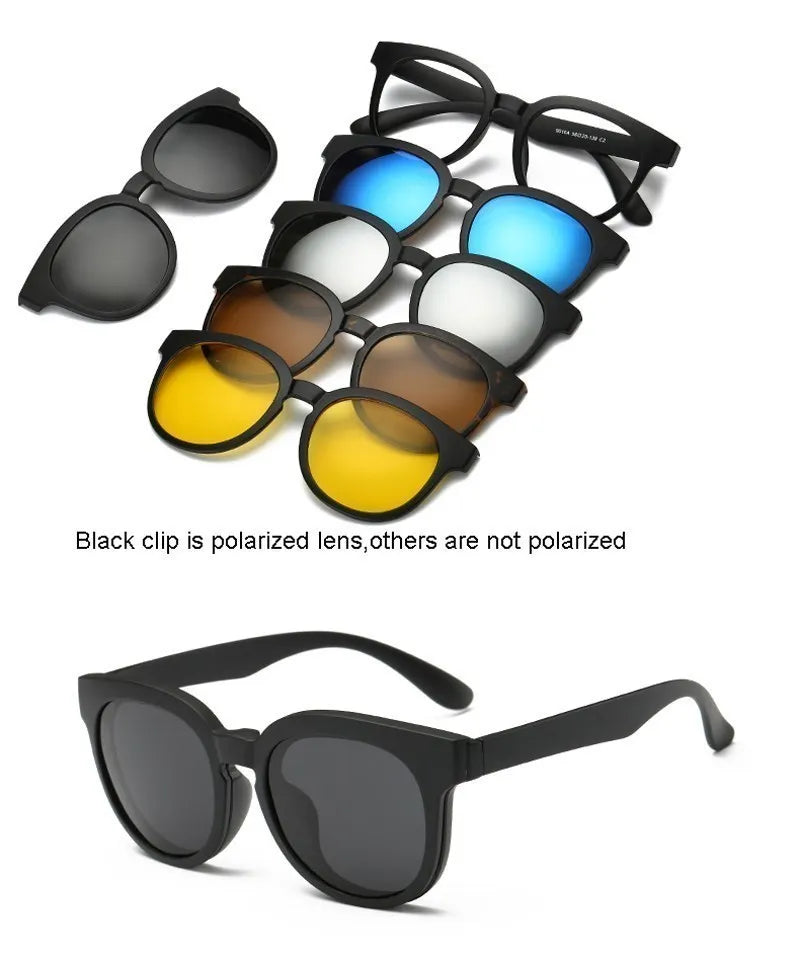 Óculos de Sol Unissex Polarizado – 5 Lentes Intercambiáveis UV400