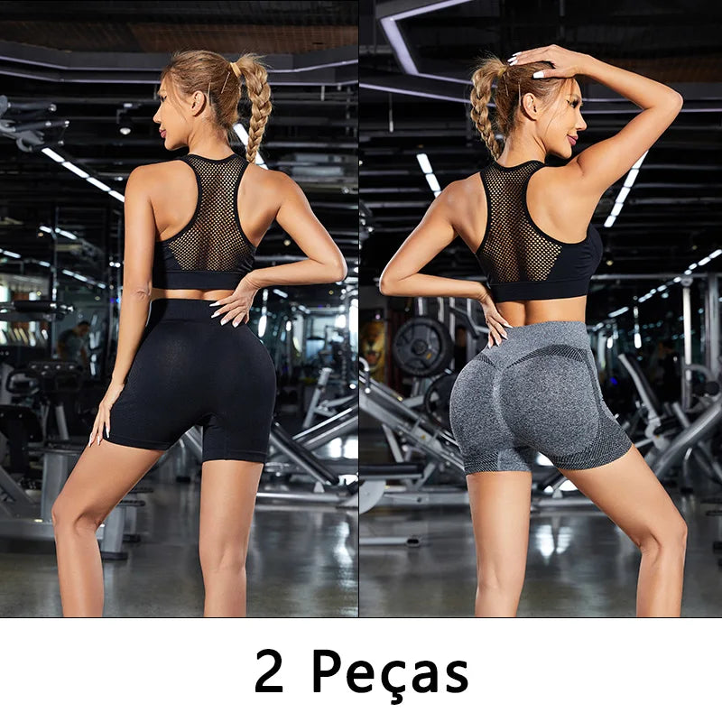 Kit 2 Shorts Femininos Sem Costura – Fitness, Yoga e Academia | Conforto, Elasticidade e Modelagem Perfeita
