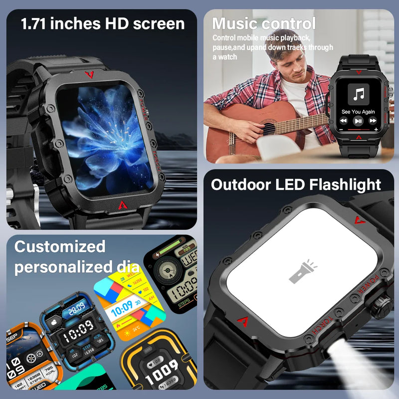 Smartwatch LAXASFIT – Tela 1.71” HD com LED Lateral