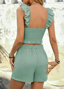 Conjunto Feminino 2 Peças – Cropped + Shorts Cintura Alta