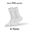 Kit 6 Pares Meias Cano Médio Unissex Antibacterianas e Antiodor