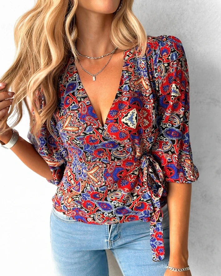 Blusa Feminina Estampada com Amarração