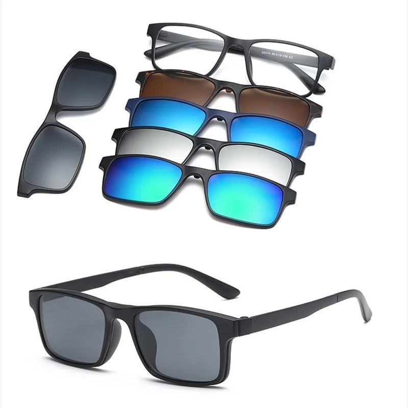 Óculos de Sol Unissex Polarizado – 5 Lentes Intercambiáveis UV400