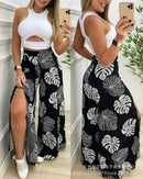 Conjunto 2 Peças Feminino: Top Regata e Calça Pantalona Estampada