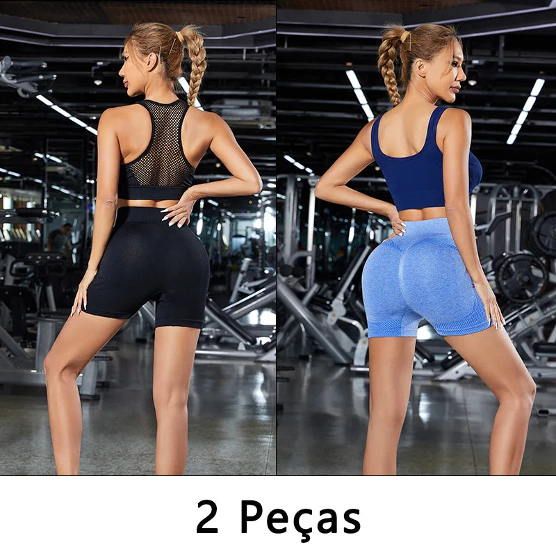 Kit 2 Shorts Femininos Sem Costura – Fitness, Yoga e Academia | Conforto, Elasticidade e Modelagem Perfeita