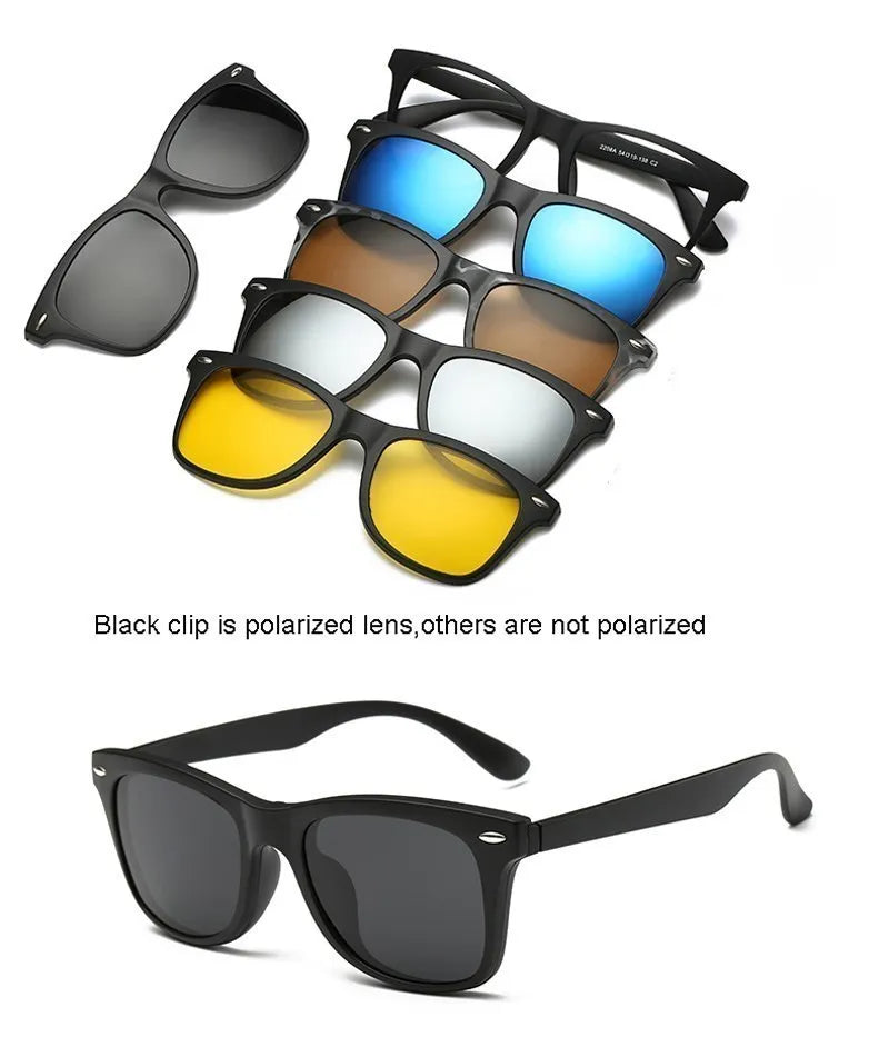Óculos de Sol Unissex Polarizado – 5 Lentes Intercambiáveis UV400