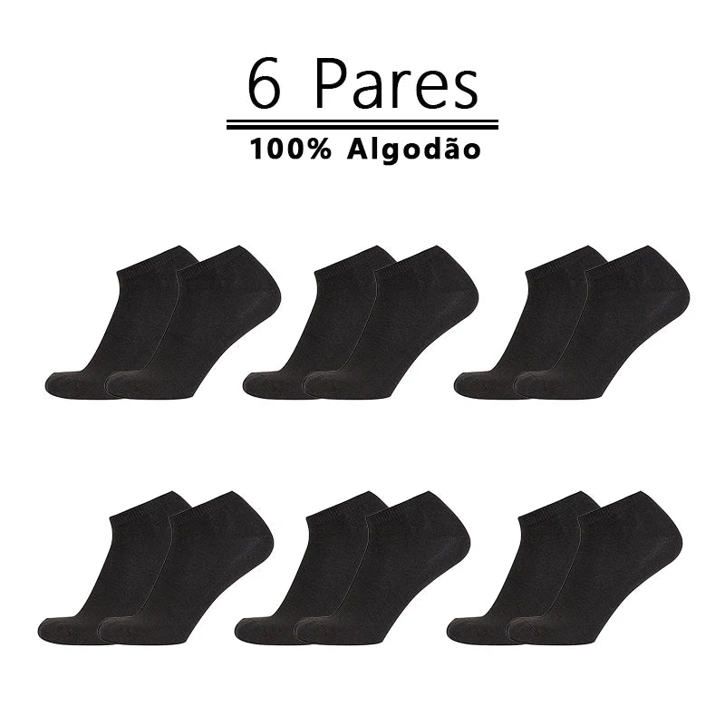 Kit 6 Pares Meias Unissex Antibacterianas e Antiodor – Algodão & Poliéster